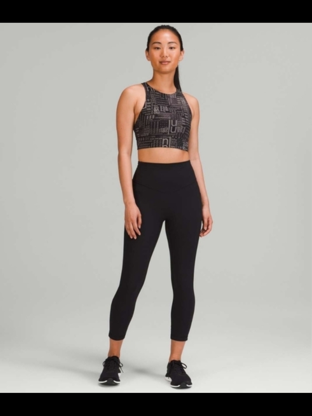 LULULEMON Athletica Energy High Neck Longline Bra Logo Print Size 10